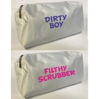 Dirty Boy and Filthy Scrubber his and hers wash bags