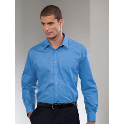 Russell Collection Mens L/S Poplin Shirt